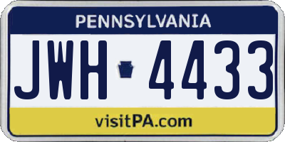 PA license plate JWH4433