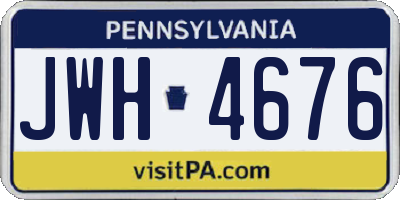 PA license plate JWH4676