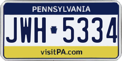 PA license plate JWH5334