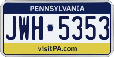 PA license plate JWH5353