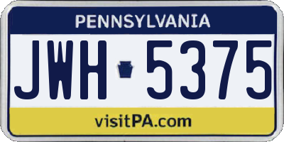 PA license plate JWH5375