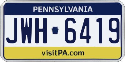 PA license plate JWH6419