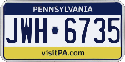 PA license plate JWH6735