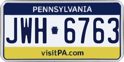 PA license plate JWH6763