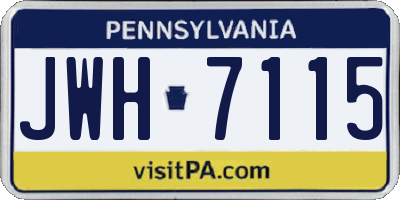PA license plate JWH7115
