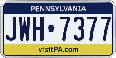PA license plate JWH7377