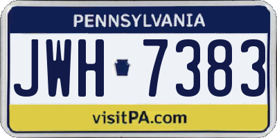 PA license plate JWH7383