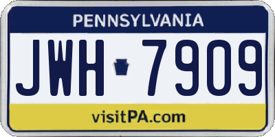 PA license plate JWH7909