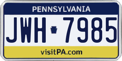 PA license plate JWH7985