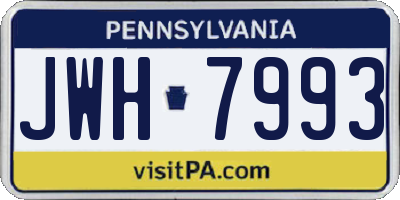 PA license plate JWH7993