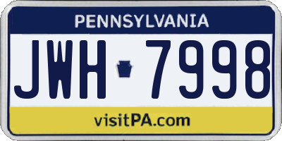 PA license plate JWH7998