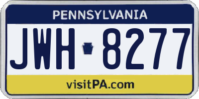 PA license plate JWH8277