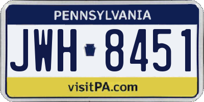 PA license plate JWH8451