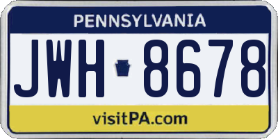 PA license plate JWH8678