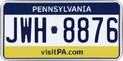 PA license plate JWH8876