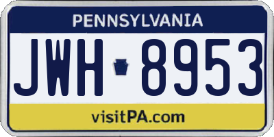 PA license plate JWH8953