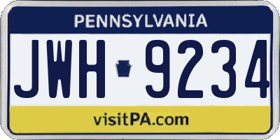 PA license plate JWH9234