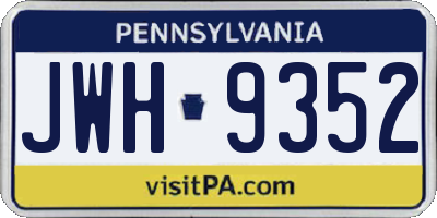 PA license plate JWH9352