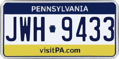 PA license plate JWH9433