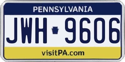 PA license plate JWH9606