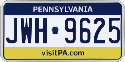 PA license plate JWH9625
