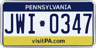 PA license plate JWI0347