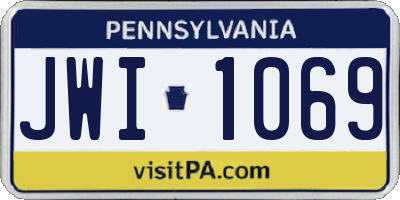PA license plate JWI1069
