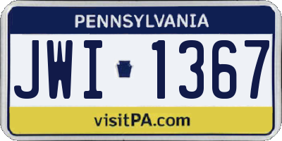 PA license plate JWI1367
