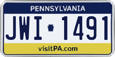 PA license plate JWI1491