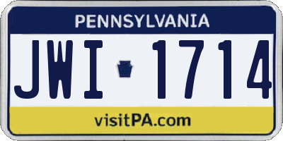 PA license plate JWI1714