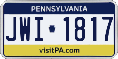 PA license plate JWI1817