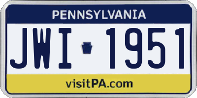 PA license plate JWI1951