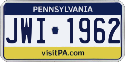 PA license plate JWI1962