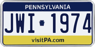 PA license plate JWI1974
