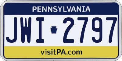 PA license plate JWI2797