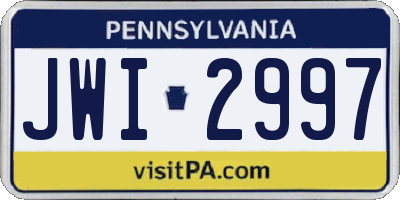 PA license plate JWI2997