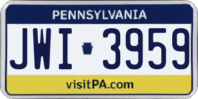 PA license plate JWI3959