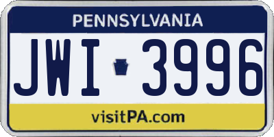 PA license plate JWI3996