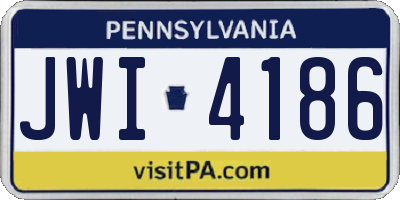 PA license plate JWI4186