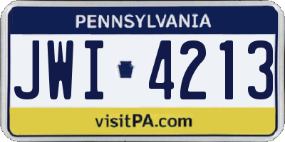 PA license plate JWI4213