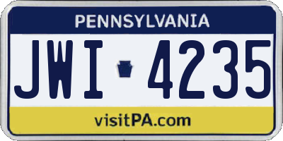PA license plate JWI4235
