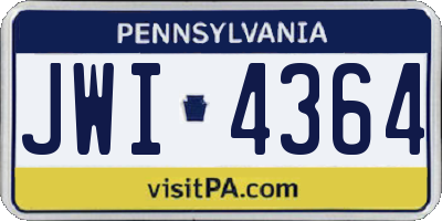 PA license plate JWI4364