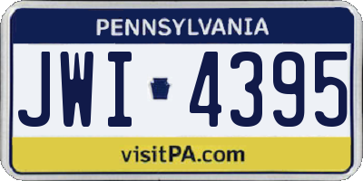 PA license plate JWI4395