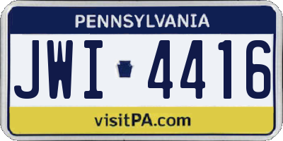PA license plate JWI4416