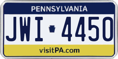 PA license plate JWI4450