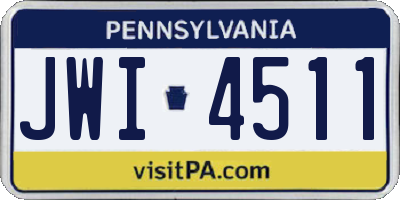 PA license plate JWI4511