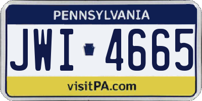 PA license plate JWI4665