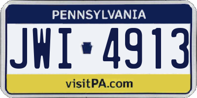 PA license plate JWI4913