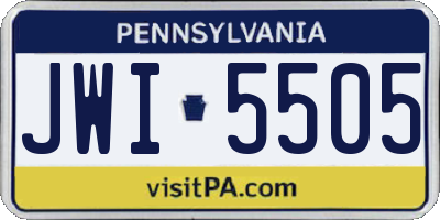 PA license plate JWI5505