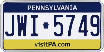 PA license plate JWI5749